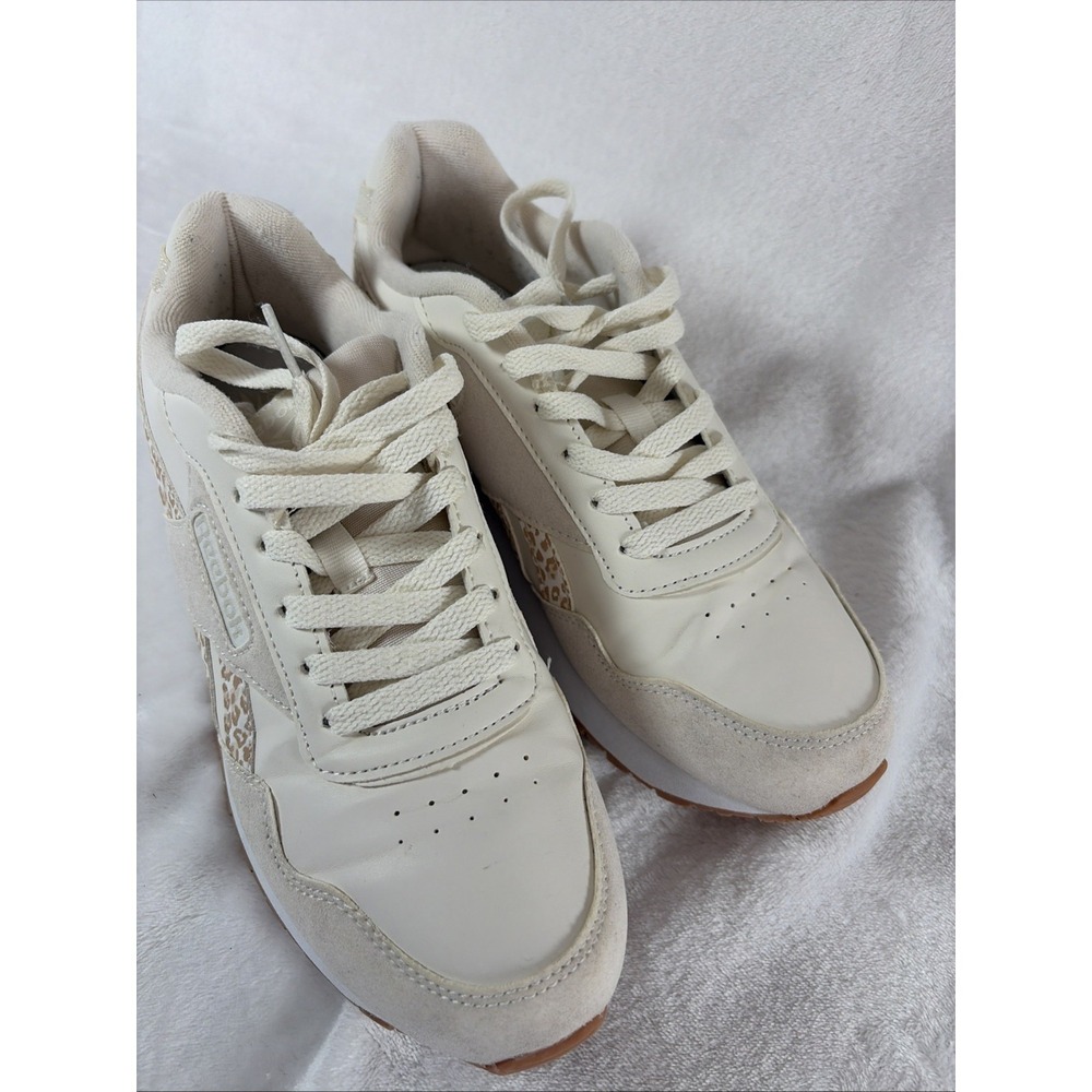 Reebok‎ Classic Harman Double Sneaker Women's 8.5 Cream Suede Leopard Print EUC - Picture 2 of 9